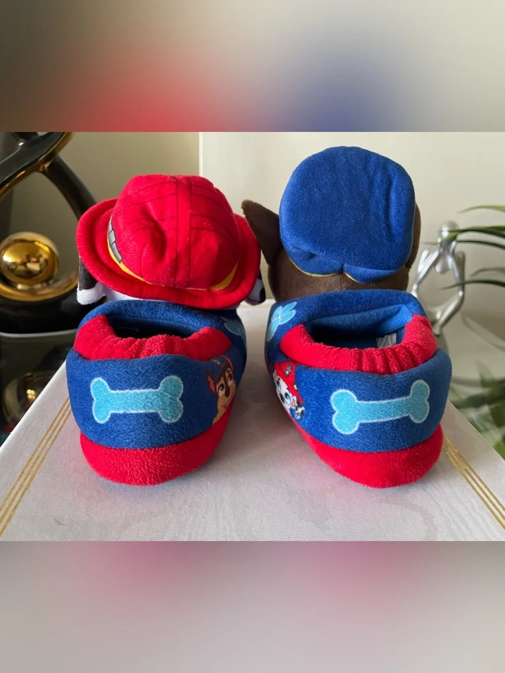 Paw Patrol Boys Slippers - Size 5-6 - Chase and Marshall